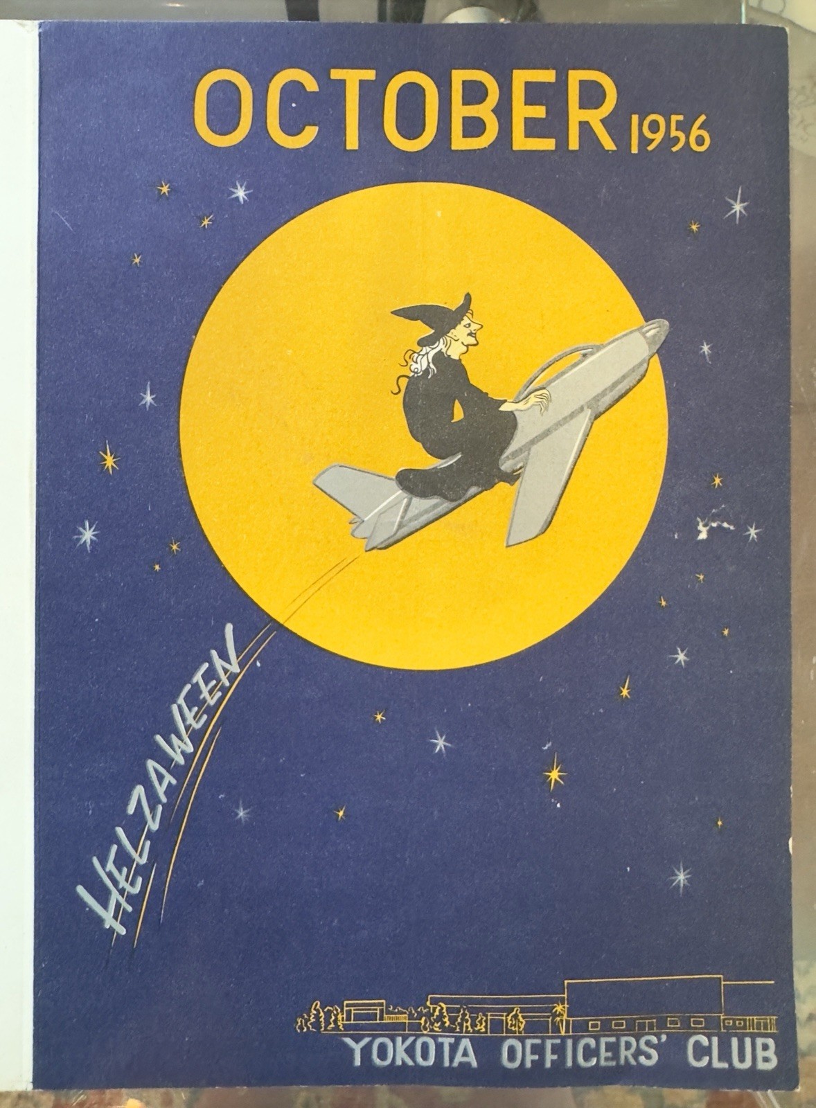 Vintage 1956 Officers Club YOKOTA JAPAN October Halloween Menu Witch Flying Jet Vintage 1956 Officers Club YOKOTA JAPAN October Halloween Menu Witch Flying Jet