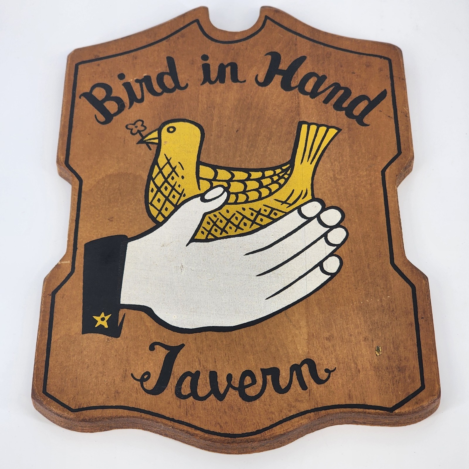 1960s Bird In Hand Tavern Wood Wall Plaque Bar Sign Japan 6\