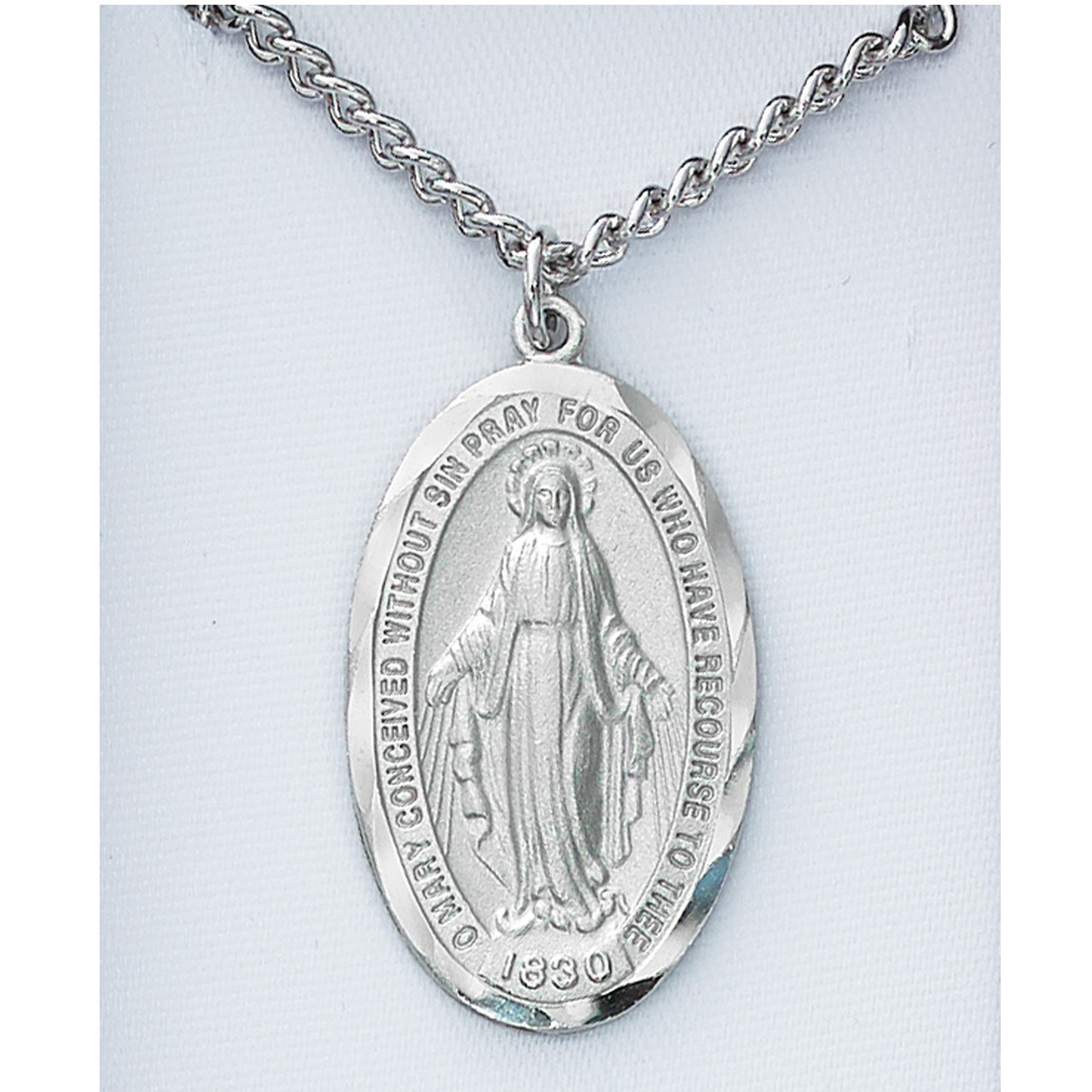 Our Lady Virgin Mary Miraculous Devotion Saint Medal 24 Inch Stainless Steel