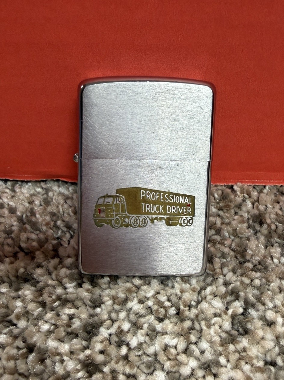 Vintage 1973 Professional Truck Driver Advertising Chrome Zippo Lighter Vintage 1973 Professional Truck Driver Advertising Chrome Zippo Lighter