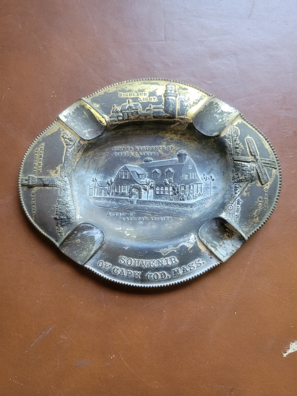 Vtg ED West Co Cape Cod MA Souvenir Metal Ashtray Joseph C Lincoln Japan 10020