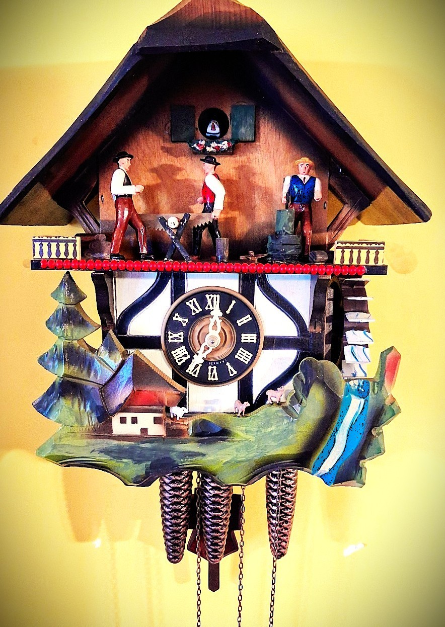Classic SCHMECKENBECHER Musical Lumber Mill Cuckoo Clock #9