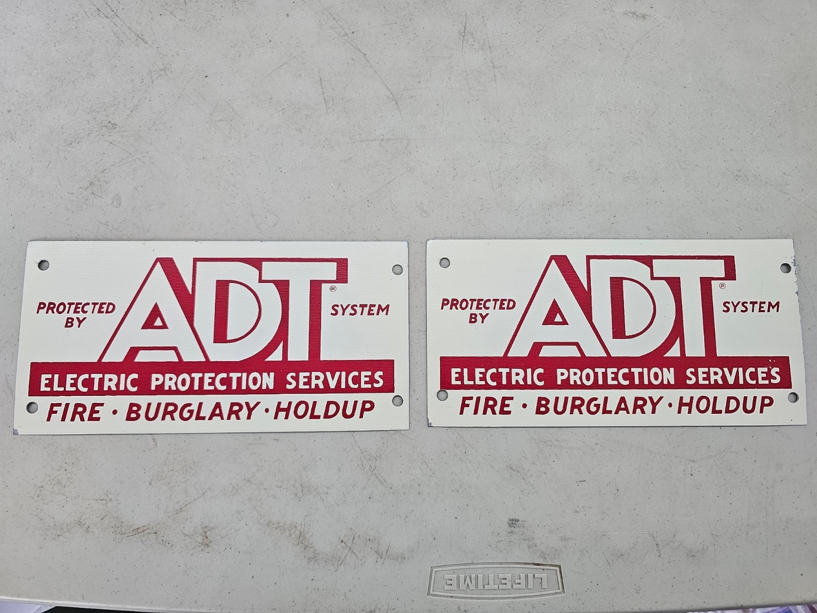 Vintage 1964–1969 Era ADT (American District Telegraph) Security Sign (Qty Two)