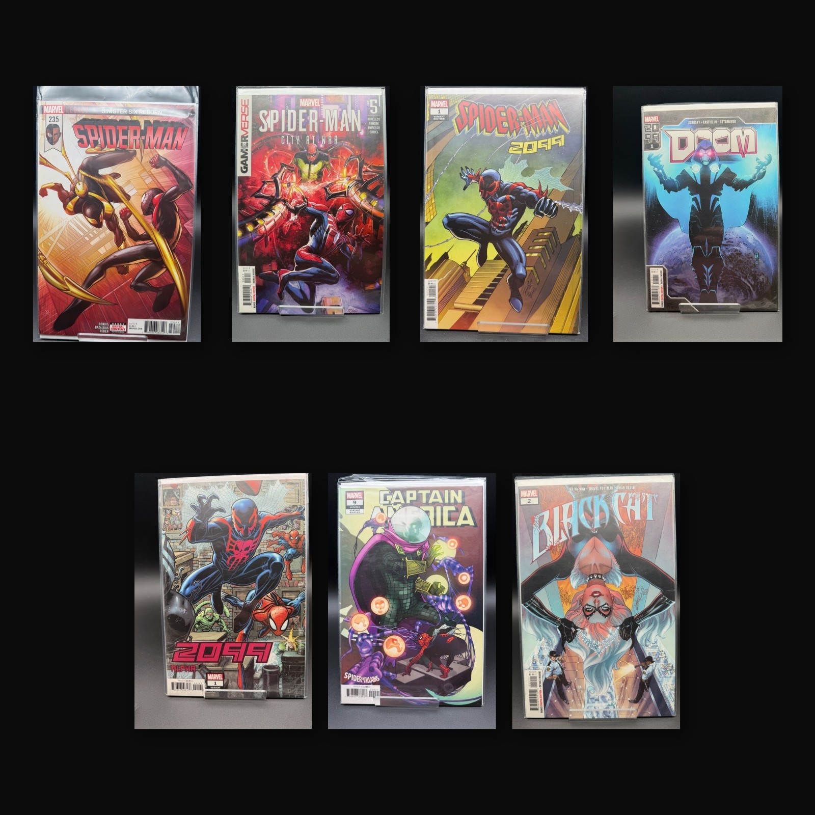 Spider-Man Marvel Lot 7 2099 Alpha 1 Doom 2099 1 City at War 5 Black Cat 2 235