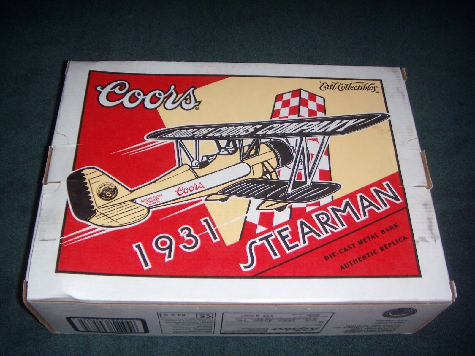 ERTL Coors 1931 Stearman Die Cast Vintage Airplane Bank Adolph Coors Company