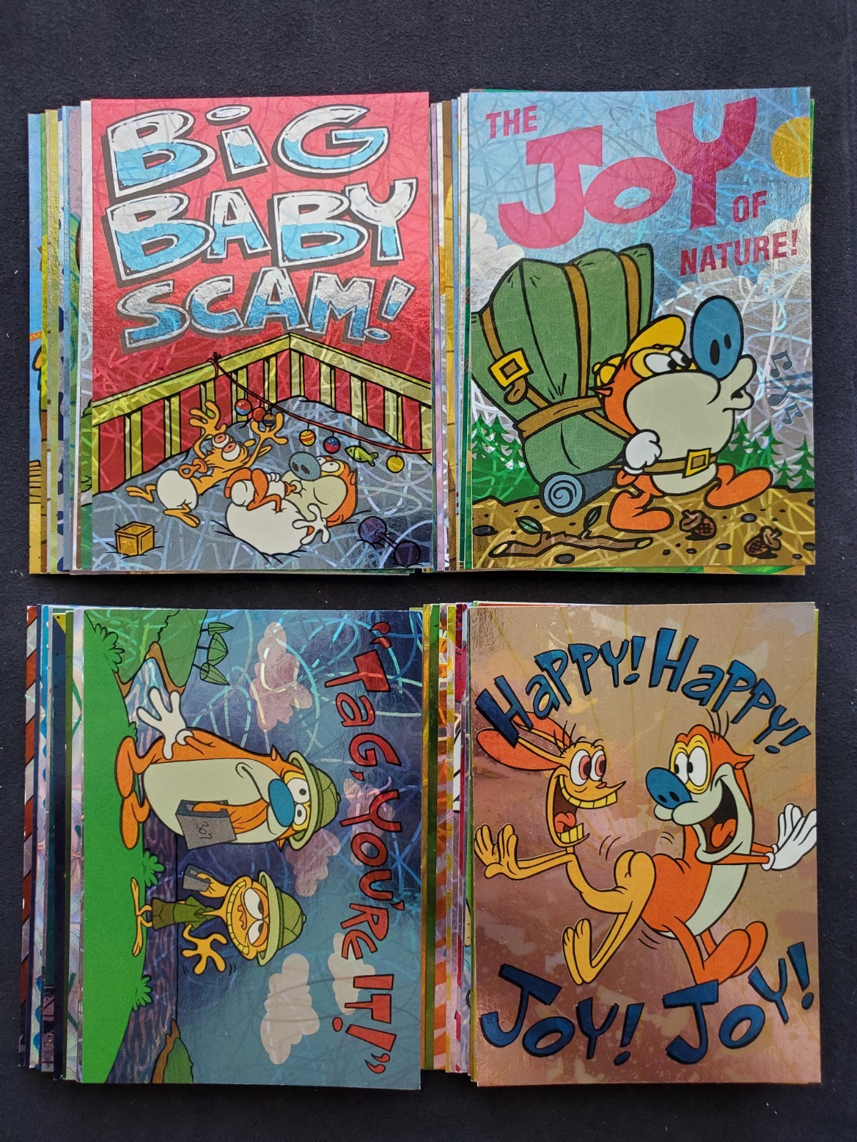 1994 Topps The Ren & Stimpy Show All Prismatic Complete 50 Card Set - SHINY