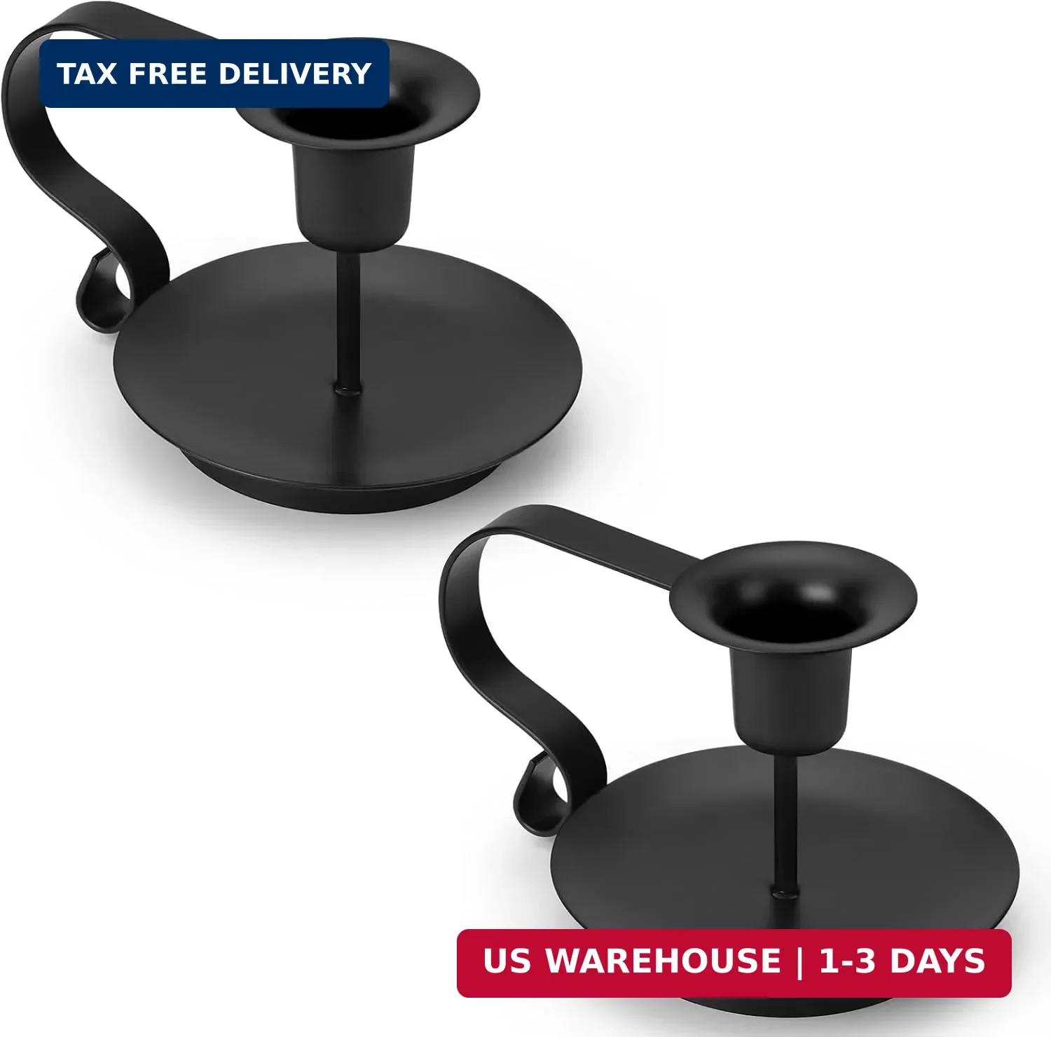 Black Metal Candle Holders Set of 2, Vintage Taper Candlestick Holders with Hand Black Metal Candle Holders Set of 2, Vintage Taper Candlestick Holders with Hand