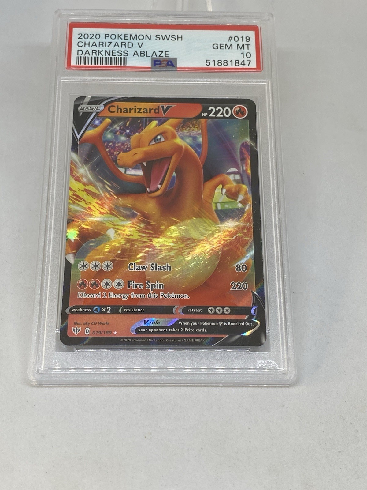 2020 Pokémon SWSH Charizard V Darkness Ablaze #019 PSA 10 GEM MT 2020 Pokémon SWSH Charizard V Darkness Ablaze #019 PSA 10 GEM MT