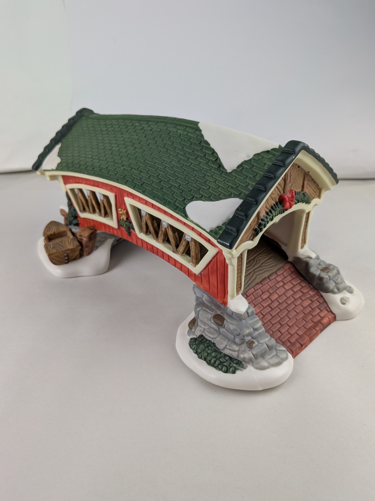 Vintage Holiday Time Christmas Village Collectible Figure Decor Covered Bridge Vintage Holiday Time Christmas Village Collectible Figure Decor Covered Bridge