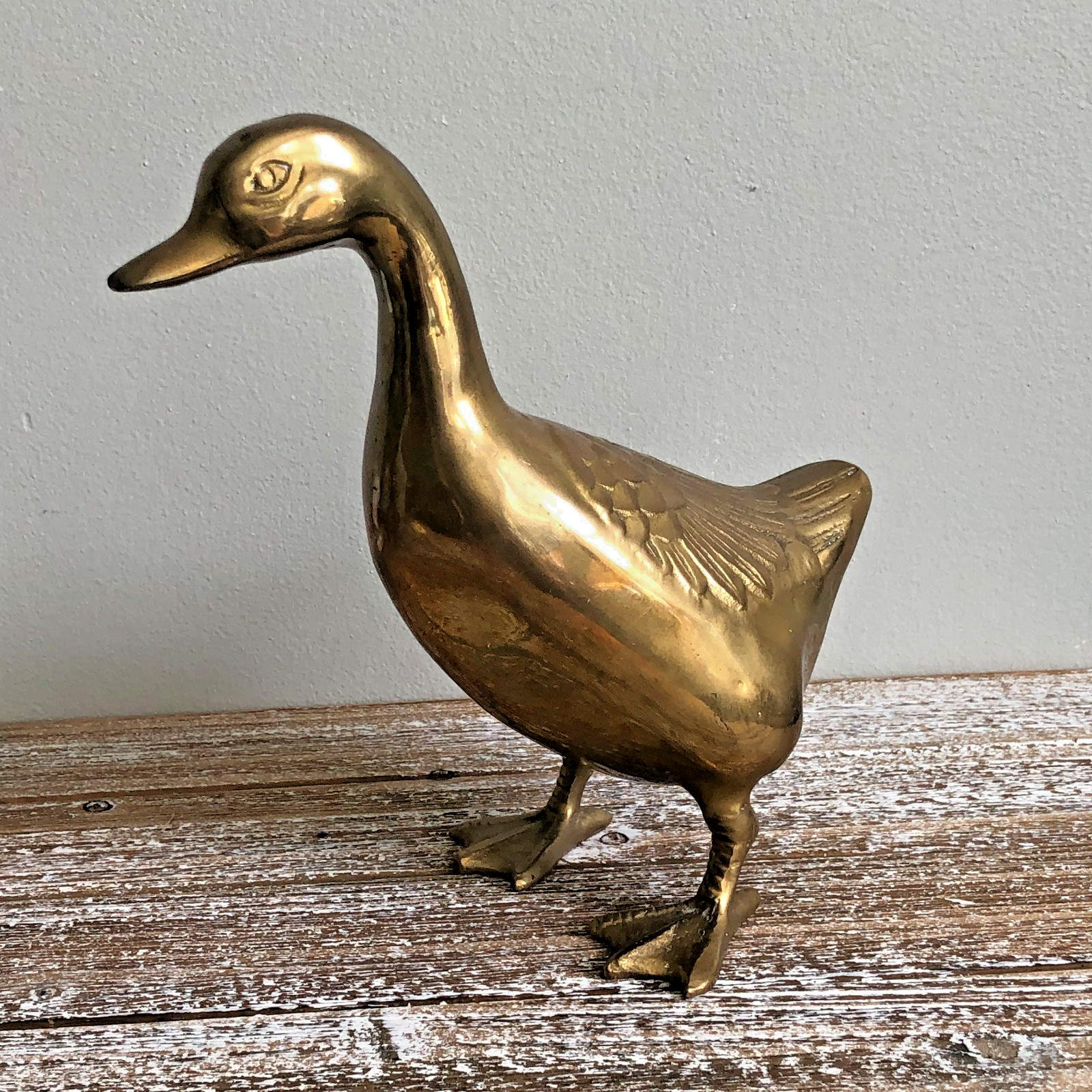 Vintage Solid Brass Goose Duck Webbed Feet Standing Figurine 8\ Vintage Solid Brass Goose Duck Webbed Feet Standing Figurine 8\