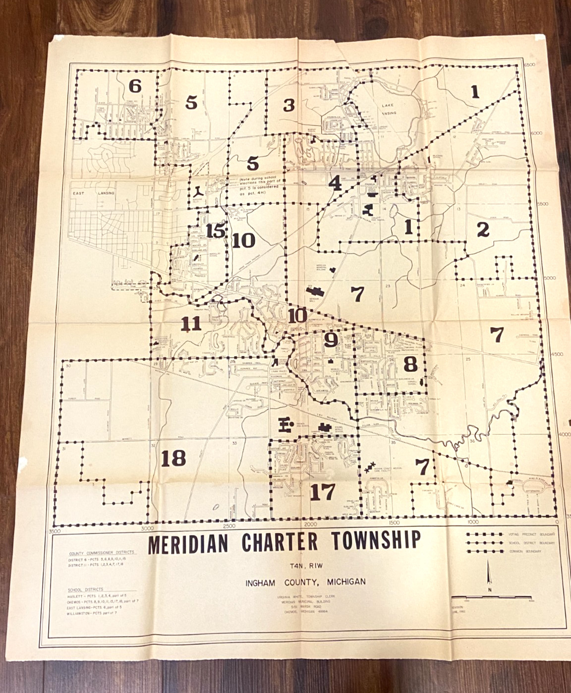 Vintage MERIDIAN CHARTER TOWNSHIP Ingham County Michigan district map