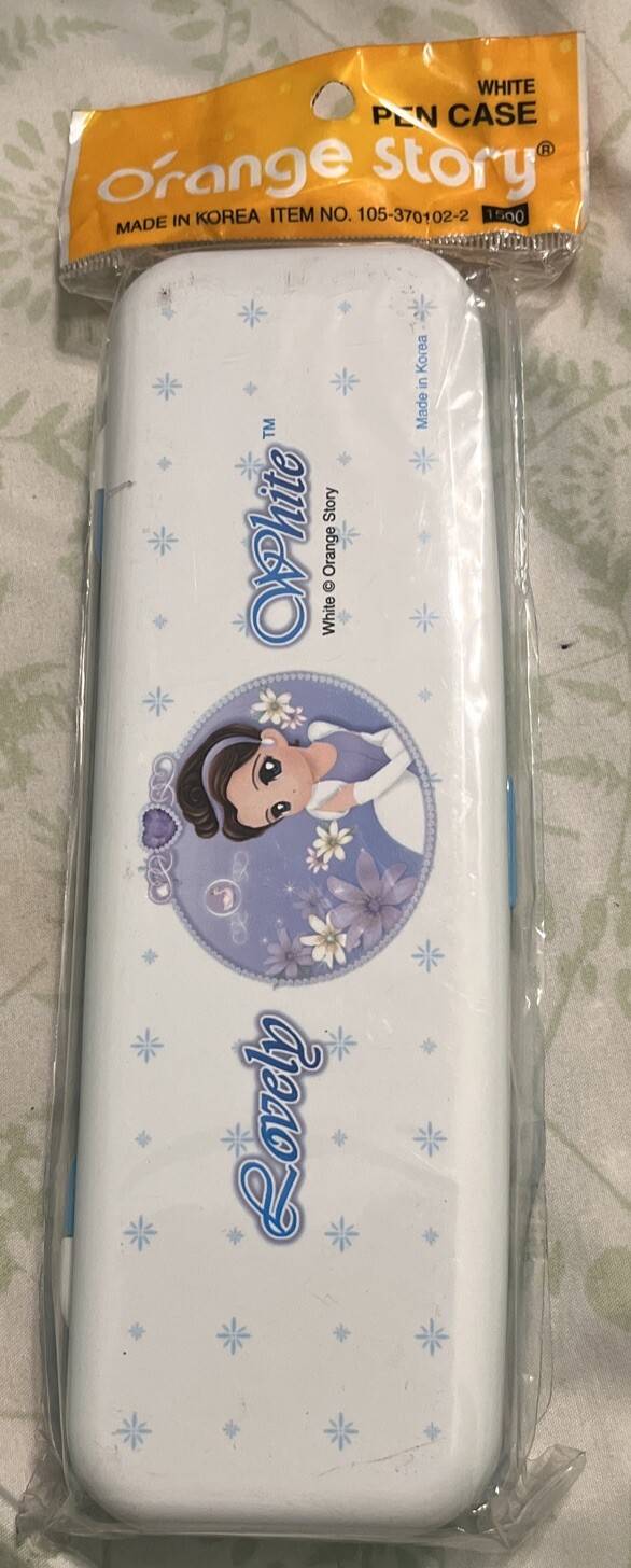 1-Orange Story Lovely White Princess Blue Korean Pencil Case New Sealed Rare