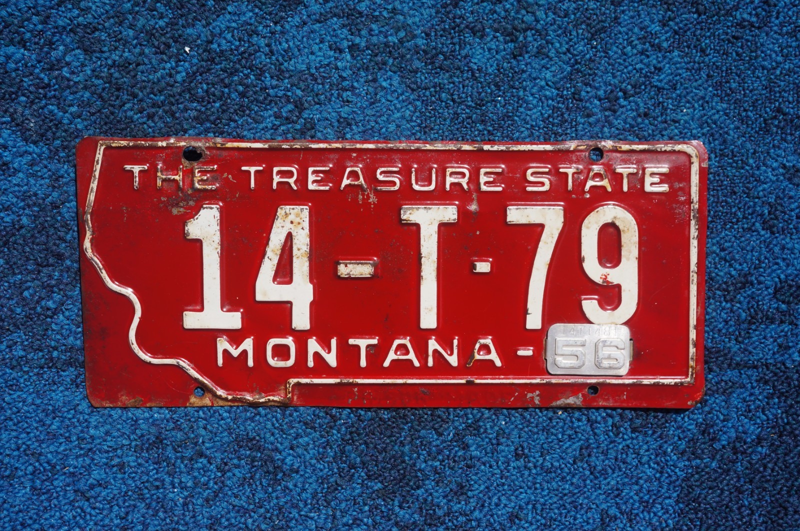 1955 1956 Red Montana License Plate 1955 1956 Red Montana License Plate