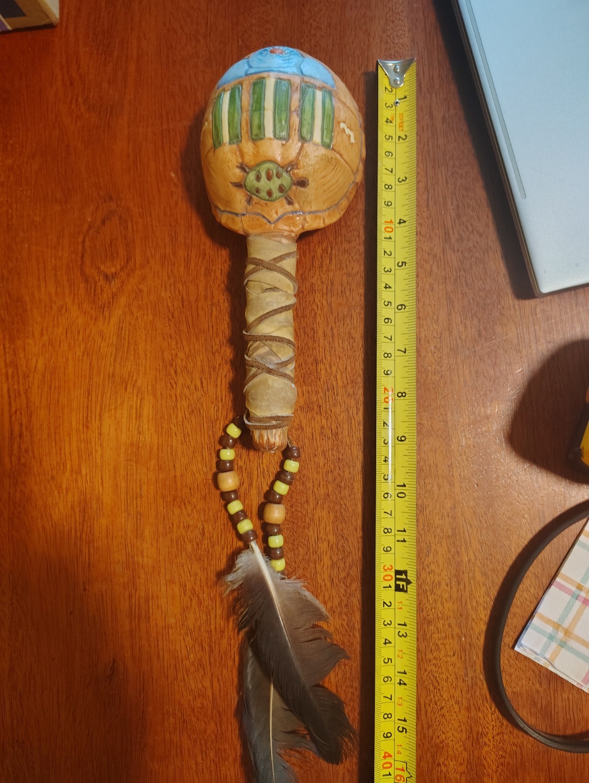 Native American Indian Rattle, Hand Made With Turtles Shell Native American Indian Rattle, Hand Made With Turtles Shell