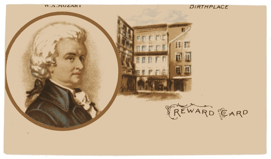 1880s-90s Wolfgang Amadeus Mozart Victorian Trade Card F199 1880s-90s Wolfgang Amadeus Mozart Victorian Trade Card F199