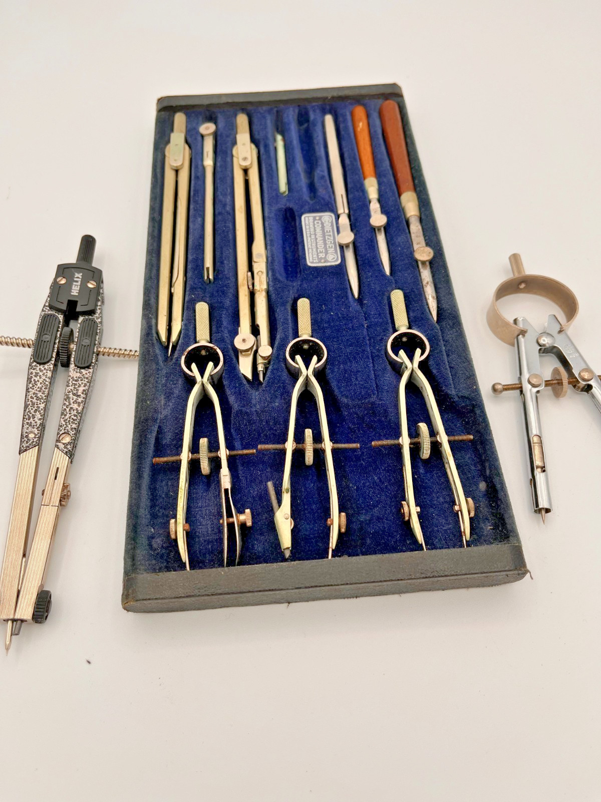 Vintage Dietzgen Commander Drafting Tool Set Compasses Dividers w/Case Mixed Lot