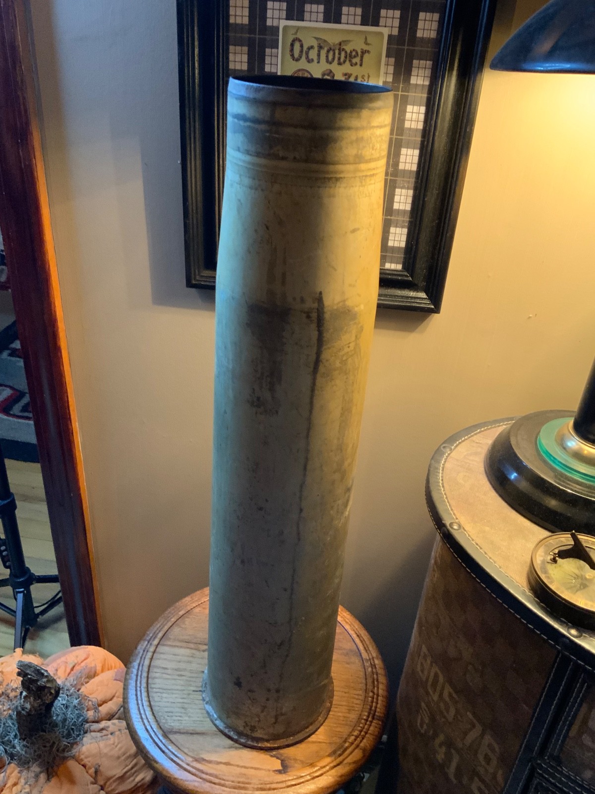 Large Artillery Casing - M393A1- Full Length Patton Tank Gun Casing Cold War Era Large Artillery Casing - M393A1- Full Length Patton Tank Gun Casing Cold War Era