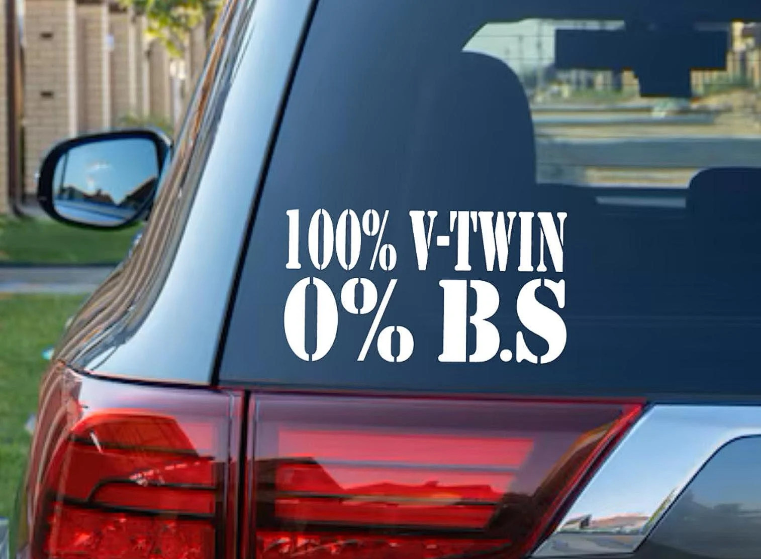 100% V-twin, 0 percent BS Decal Motorcycle Biker Car Toolbox Shop Gift- Black