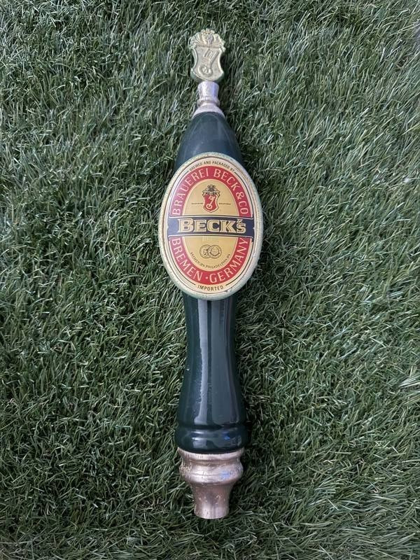 1980-90s Beck's Brauerei Bremen Oval Medallion Wooden Tap Handle