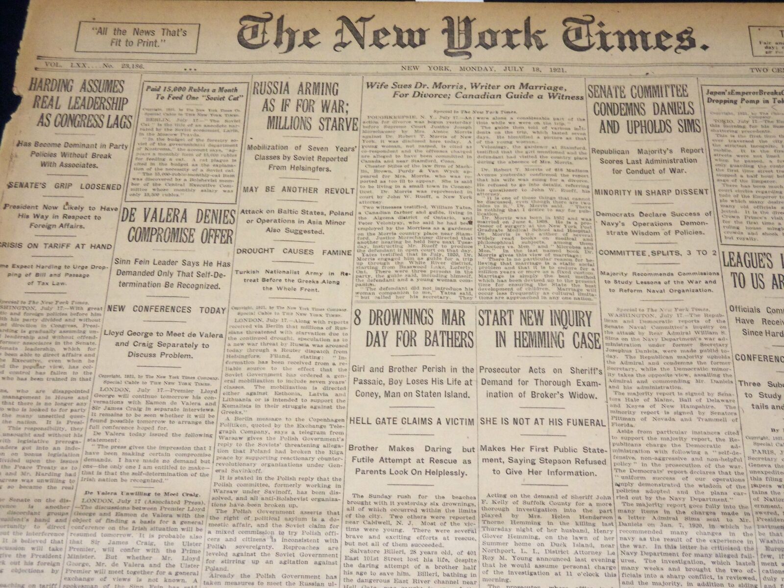 1921 JULY 18 NEW YORK TIMES - RUSSIA ARMING AS IF FOR WAR - NT 8716