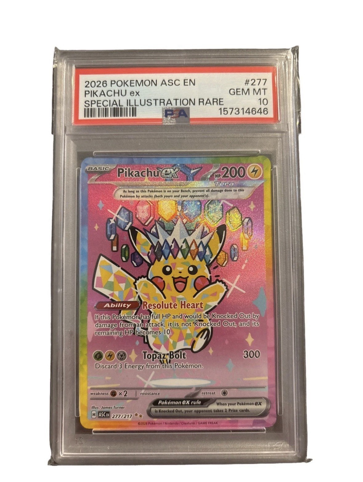 PSA 10 Pikachu Ex 277/217 SIR Ascended Heroes Pokémon TCG 