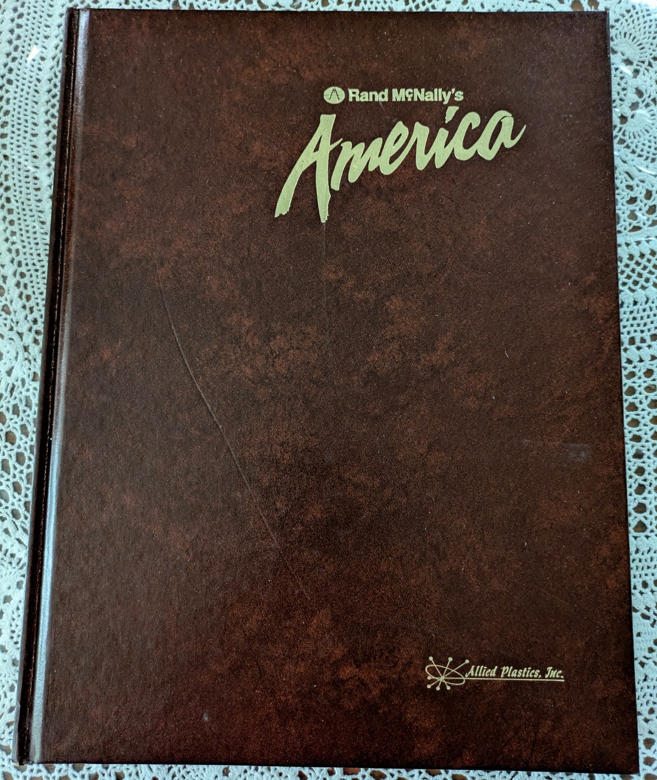 Vtg 1980's Rand McNally's America Book Maps & Info Brown Leather-Like Lg HCover