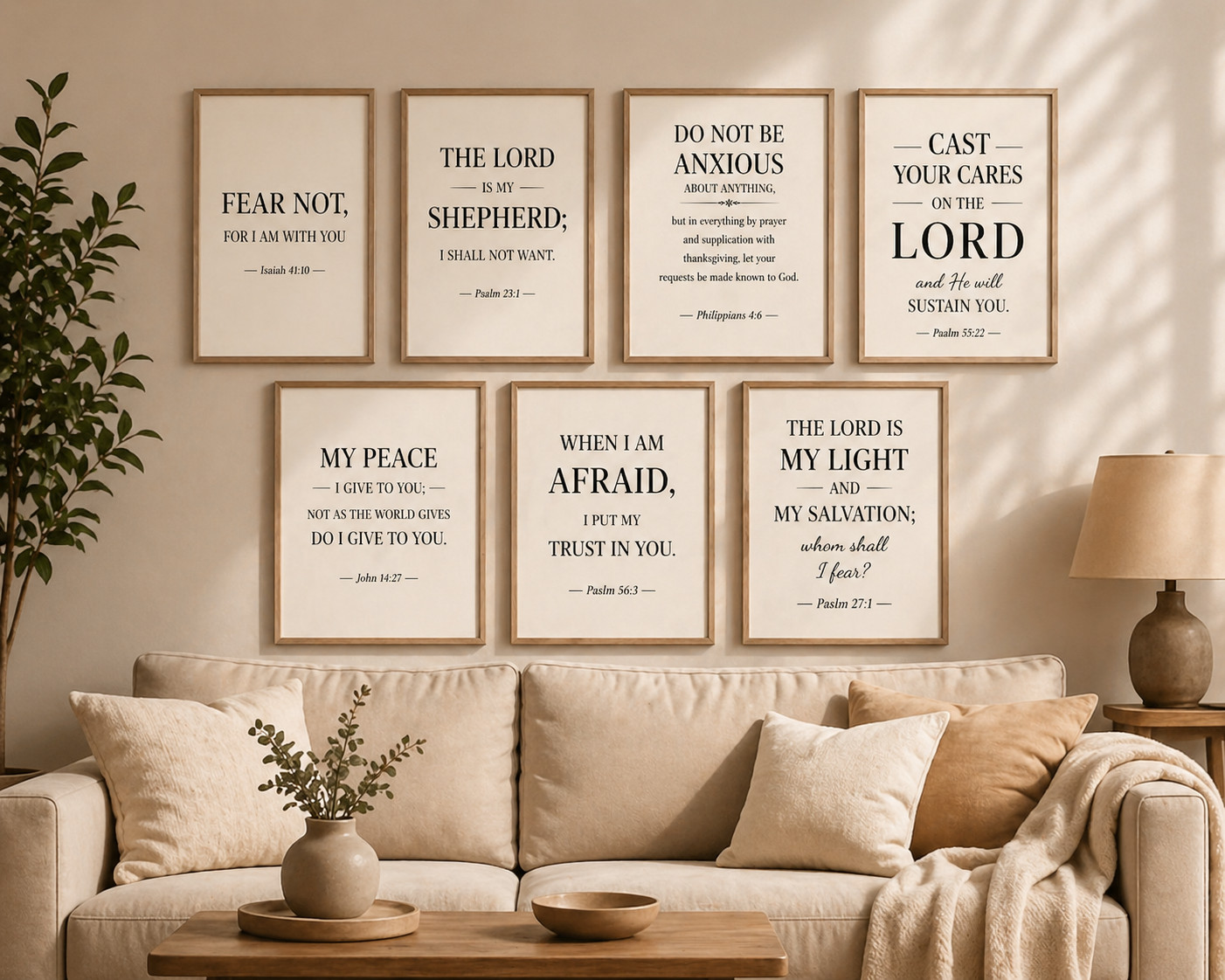 Bible Verse Wall Art Set 8x10 Christian Prints Faith Anxiety Scripture Decor JPG