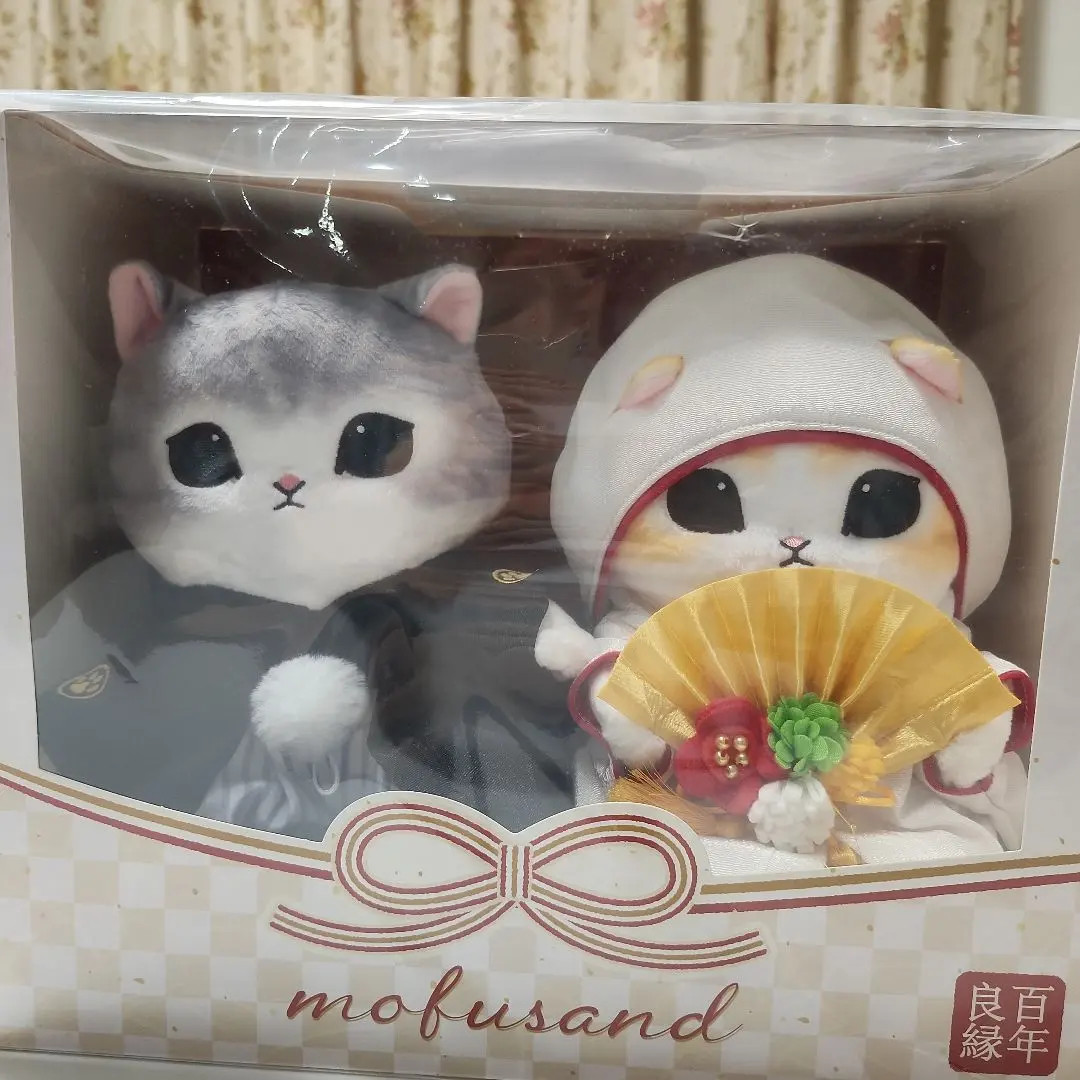 Mofusand Wedding Cat Traditional Japanese Dress Bride Cat with Groom Cat Mofusand Wedding Cat Traditional Japanese Dress Bride Cat with Groom Cat