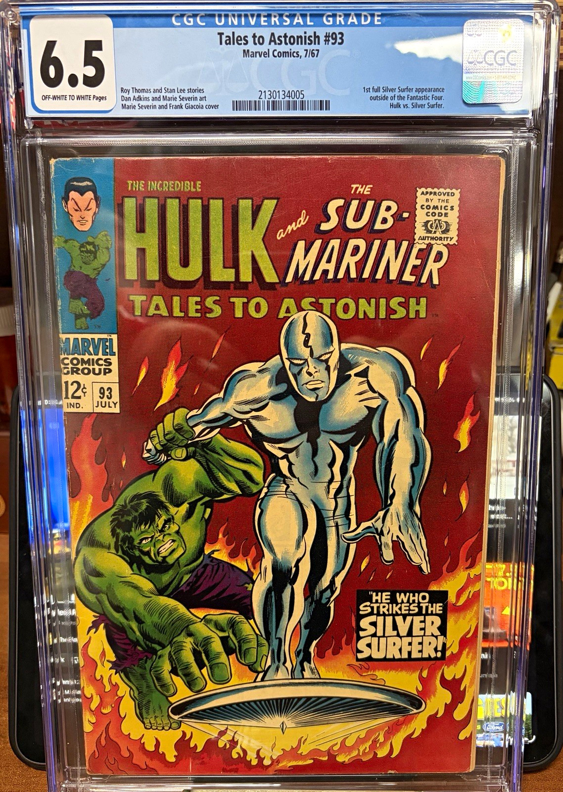 Tales to Astonish #93 CGC 6.5 Hulk Sub-Mariner Sl 1st full app Silver Surfer