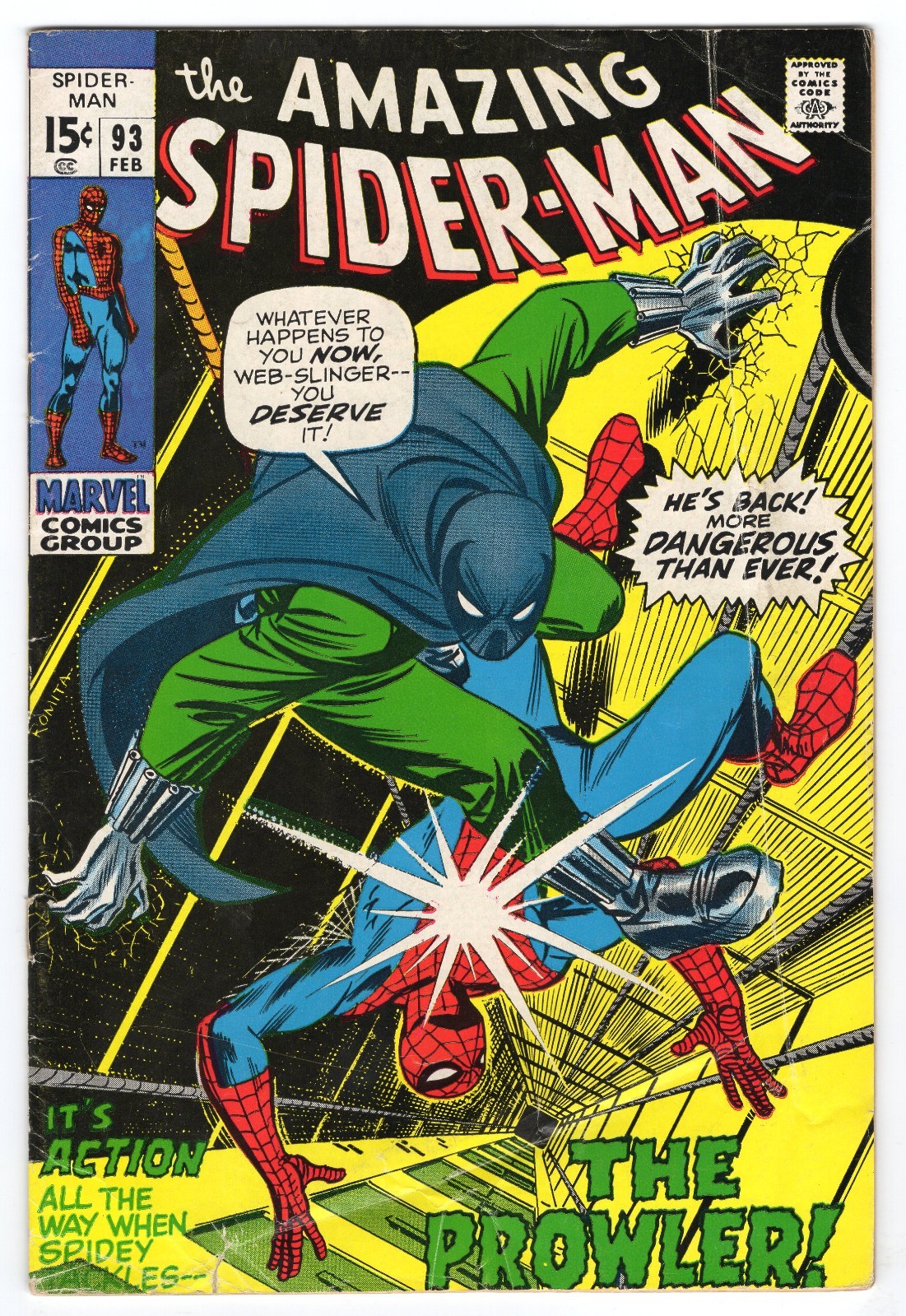 Amazing Spider-Man 93 1971 Marvel Comics VG- 3.5 Prowler Gwen Stacy Arthur Stacy
