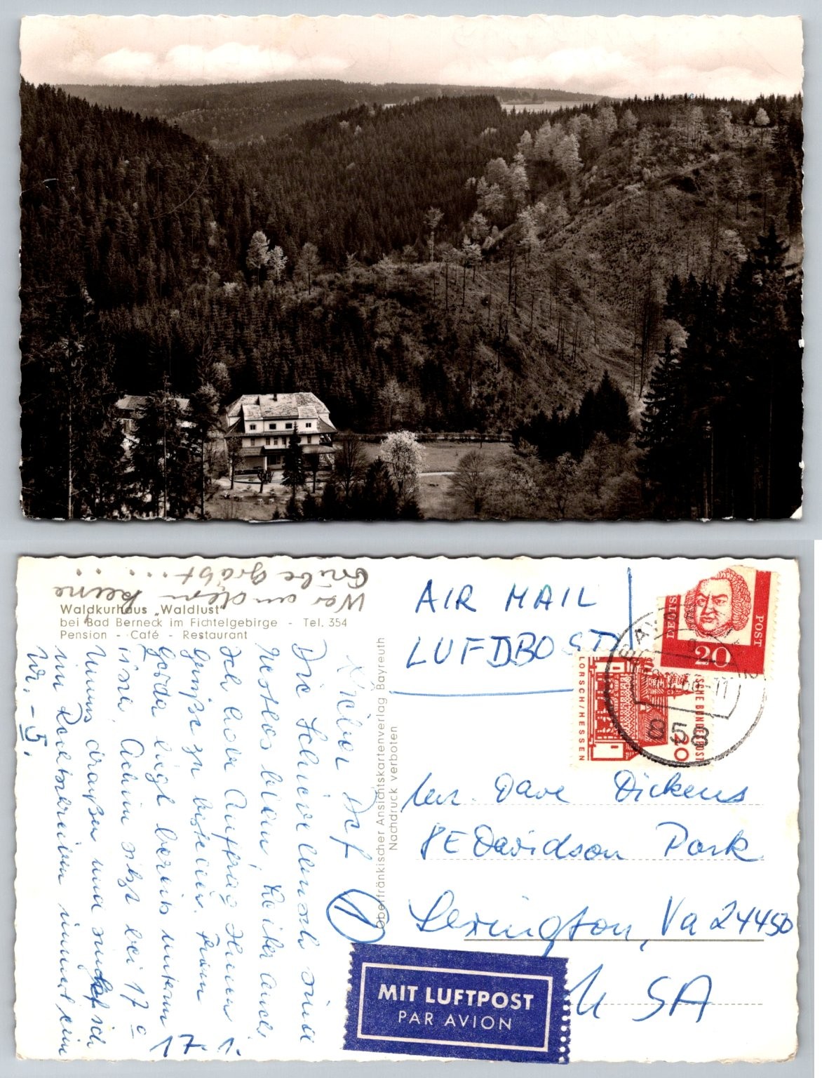 Waldkurhaus Waldlust Bad Berneck Fichtelgebirge Germany RPPC Postcard 1963 Waldkurhaus Waldlust Bad Berneck Fichtelgebirge Germany RPPC Postcard 1963