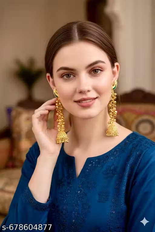 Indian Traditional Gold Plated Kashmiri ghunghru Long Earrings for Women & Girls Indian Traditional Gold Plated Kashmiri ghunghru Long Earrings for Women & Girls