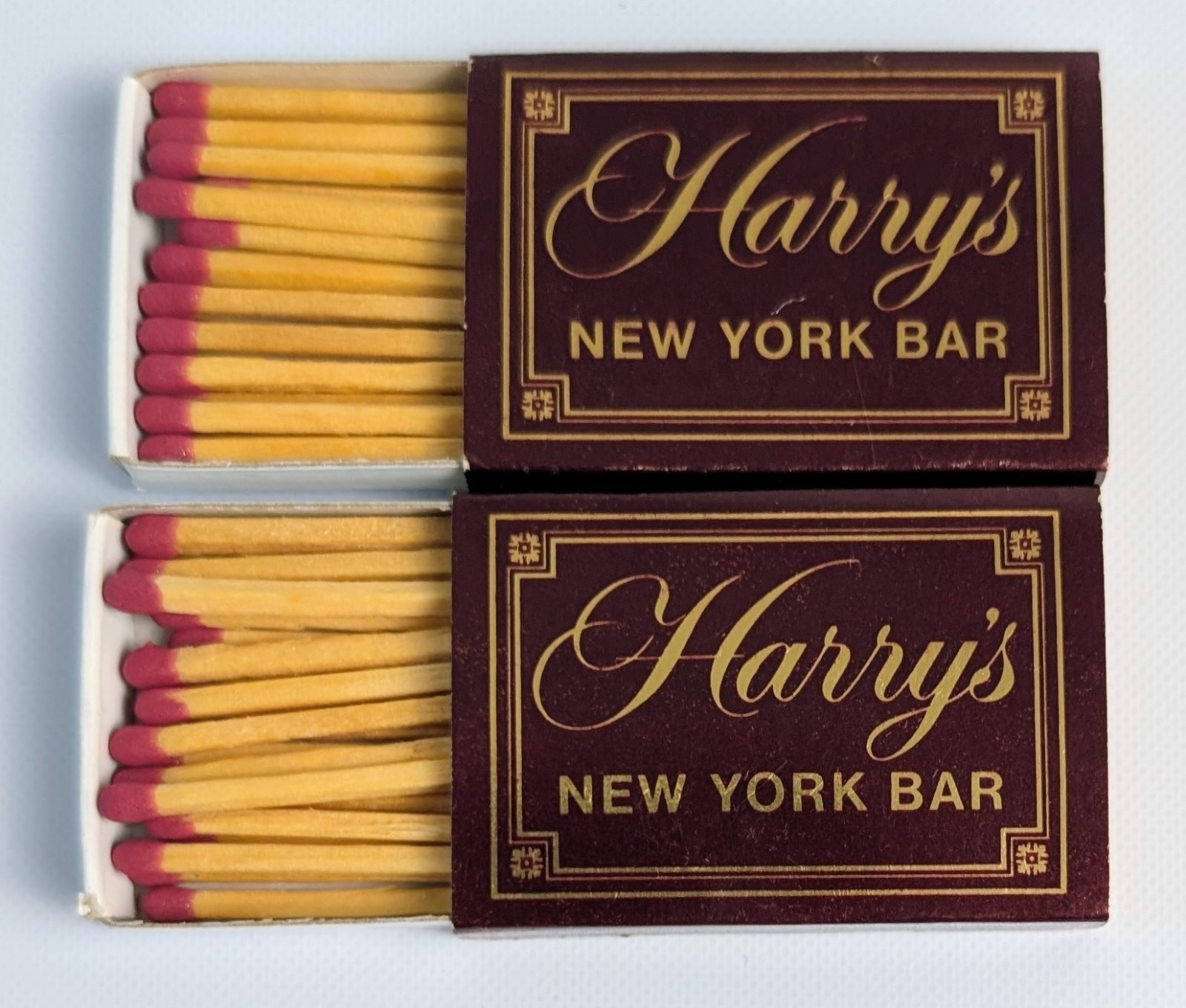 Vintage Harry\'s New York Bar NYC Helmsley Matches Matchboxes Lot of 2 1980s