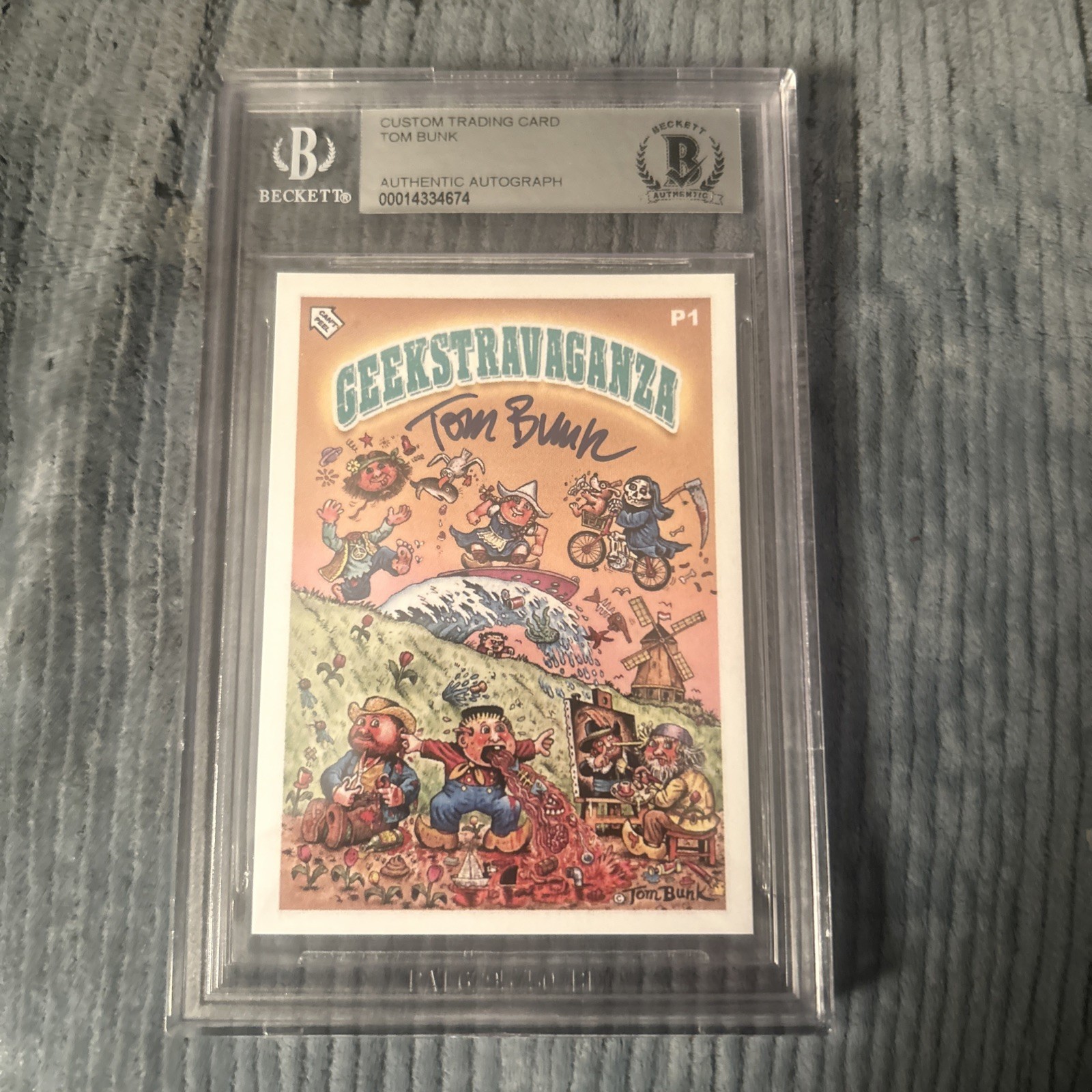 Tom Bunk Signed GEEKSTRAVANGANZA Checklist Card #P1 Beckett Slabbed Geek Fest