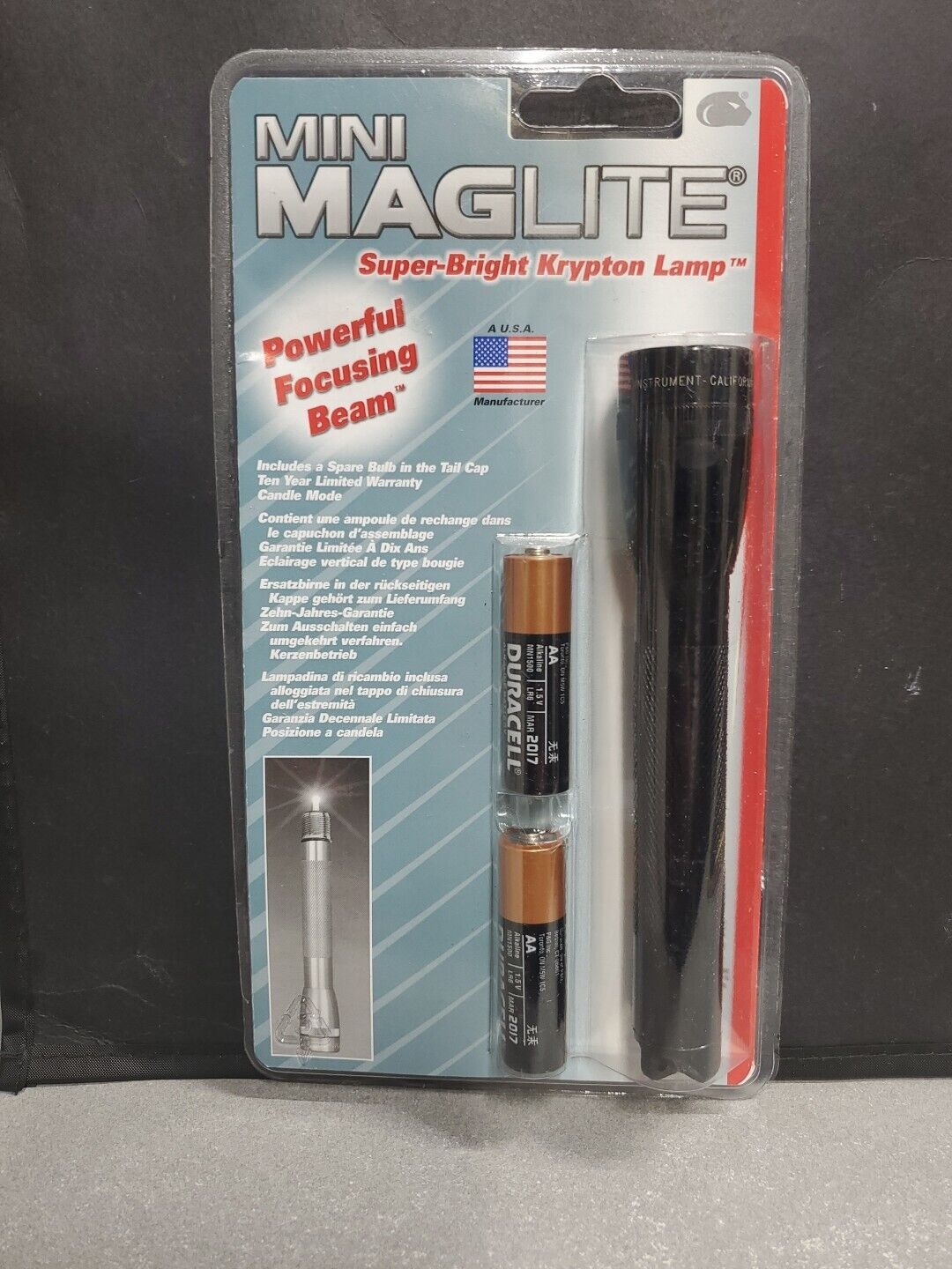New Sealed - Maglite Mini Incandescent 2-Cell AA Flashlight, Black