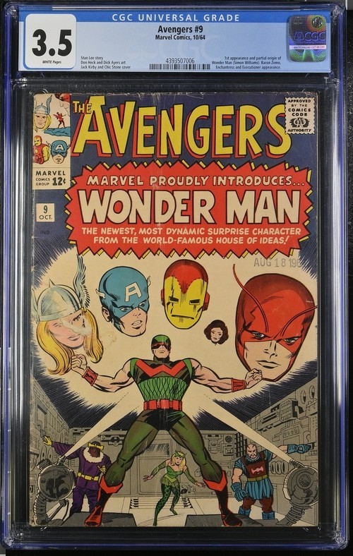 The Avengers #9 1st App of Wonderman (Marvel, 1964)---CGC 3.5 White Pages