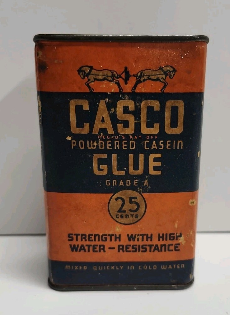 Vintage Casco Powdered Casein Glue Tin Can 25 Cent Advertising Collectible Tin