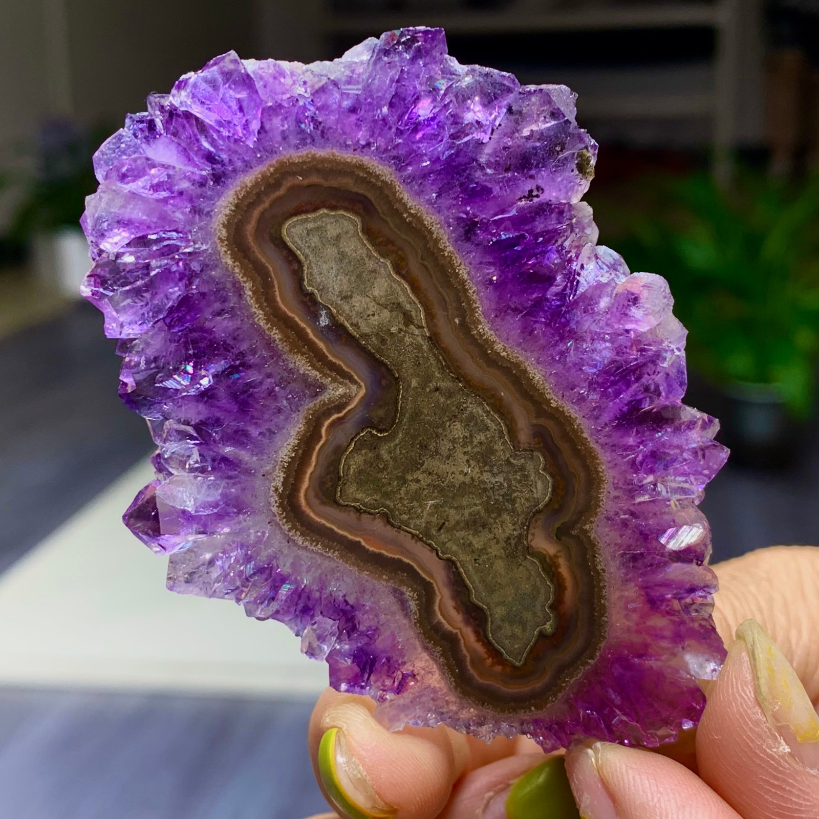 34G Natural high-quality Amethyst agate quartz cluster slice crystal mineral