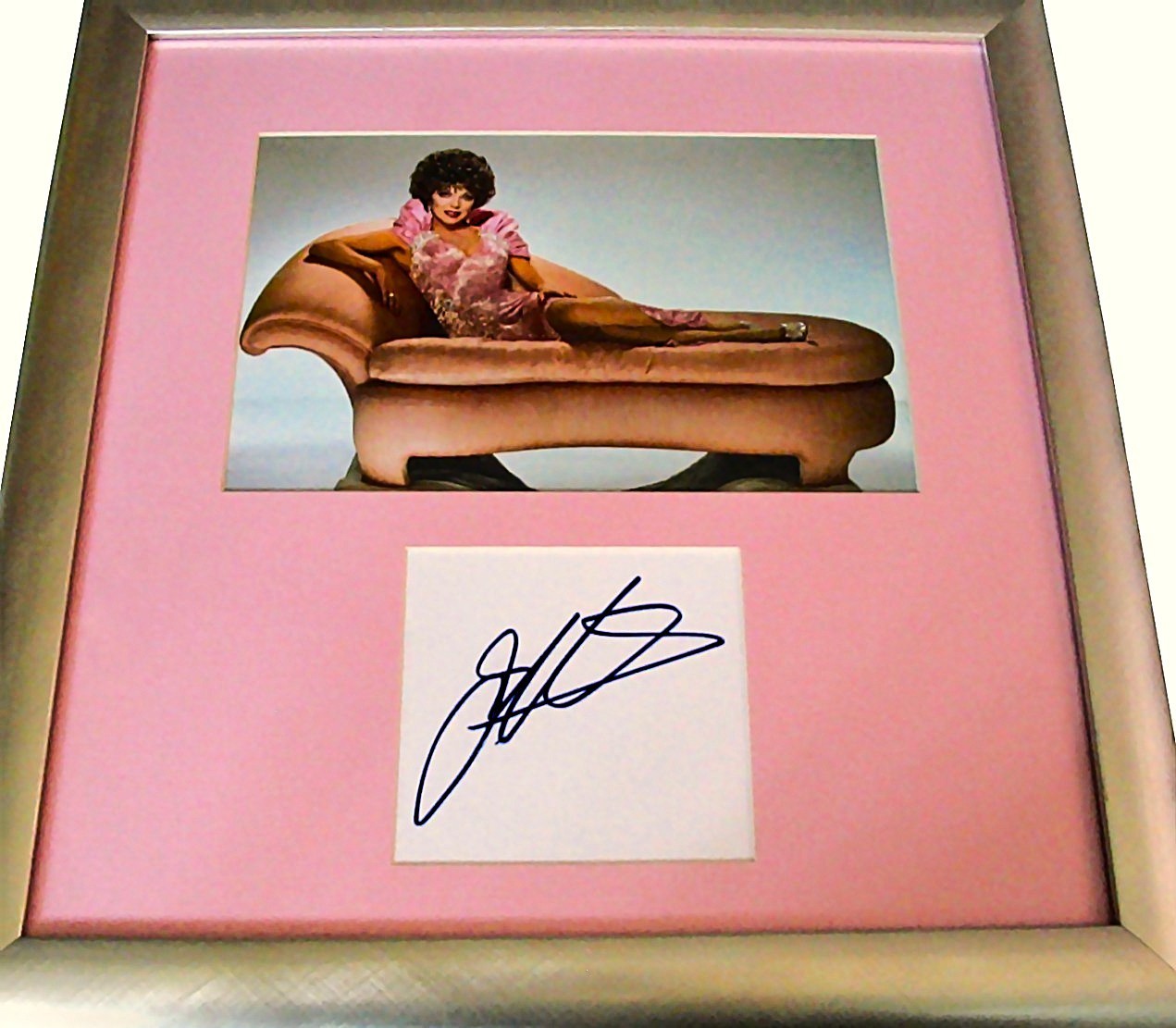 Joan Collins cut signed autograph custom framed with Dynasty 8x10 photo JSA COA Joan Collins cut signed autograph custom framed with Dynasty 8x10 photo JSA COA