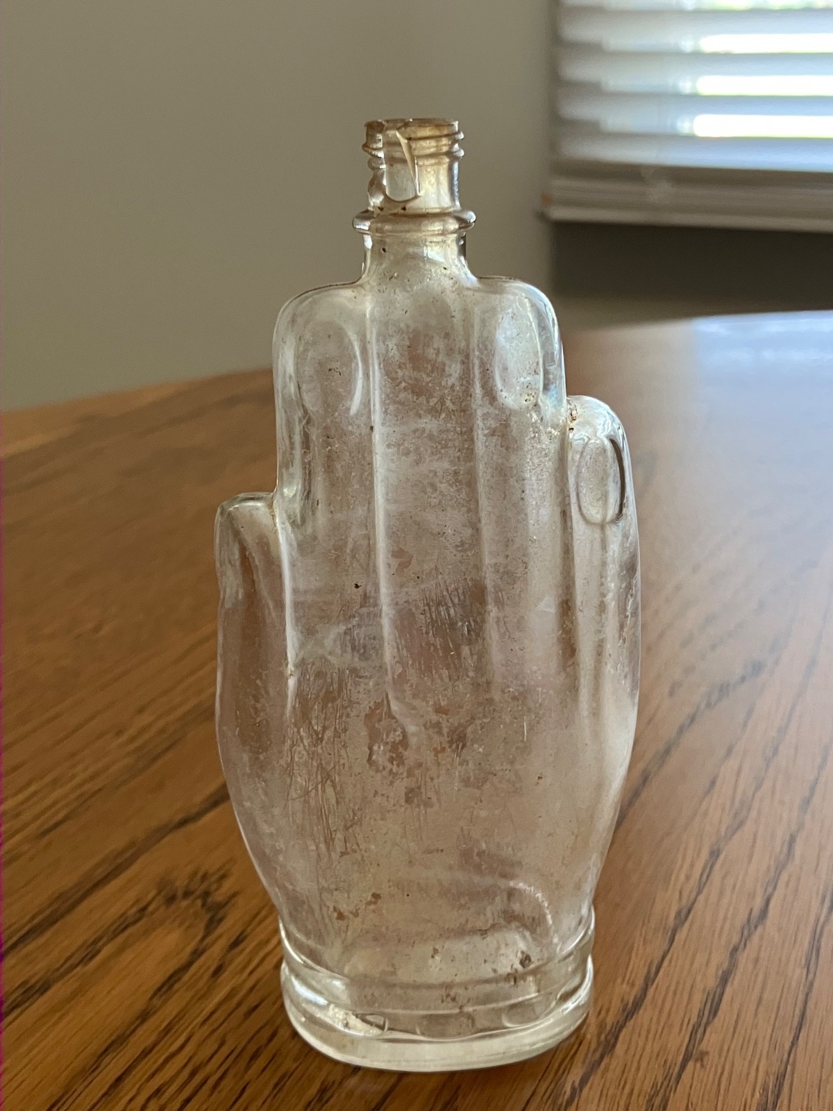 Vintage Hand Shaped Glass Perfume Cologne Antique Bottle Pat. 85490 Oddity Decor