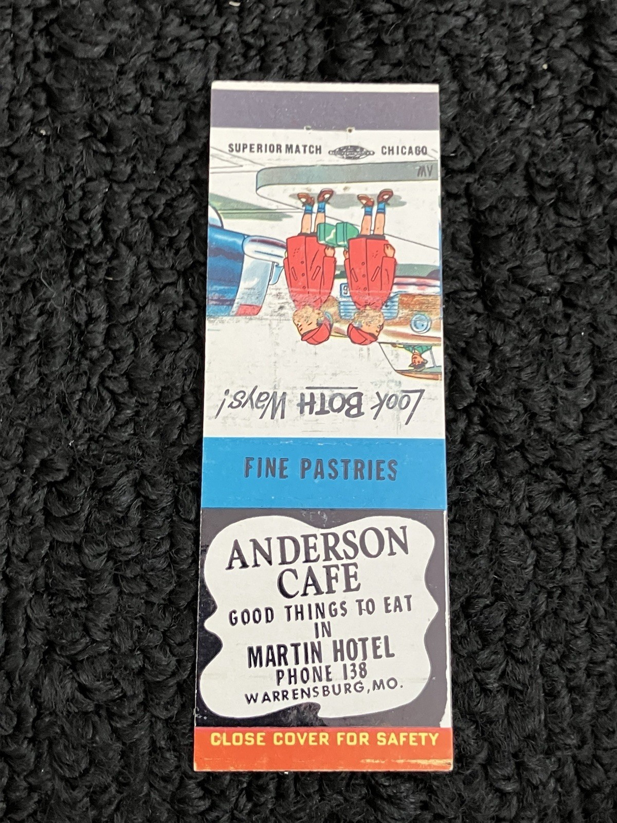 Vintage Missouri Matchbook “Martin Hotel - Anderson Cafe” Warrensburg