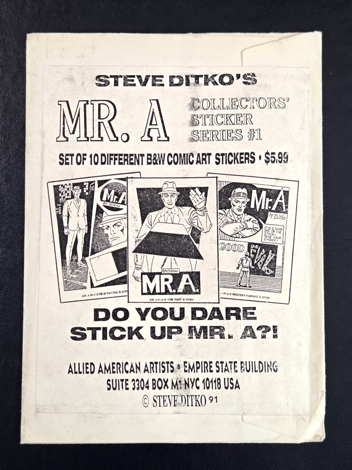 Steve Ditko\'s MR. A Collectors\' Sticker Series 1991 Allied American Artists /HTF