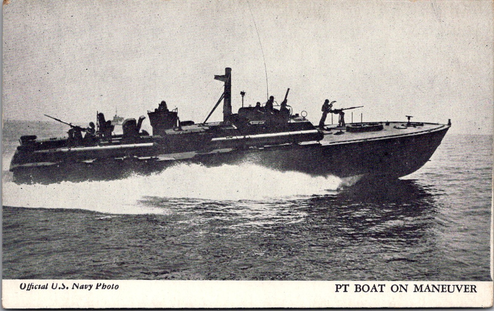 U.S. Navy PT Boat on Maneuver Vintage Postcard 4P23-27