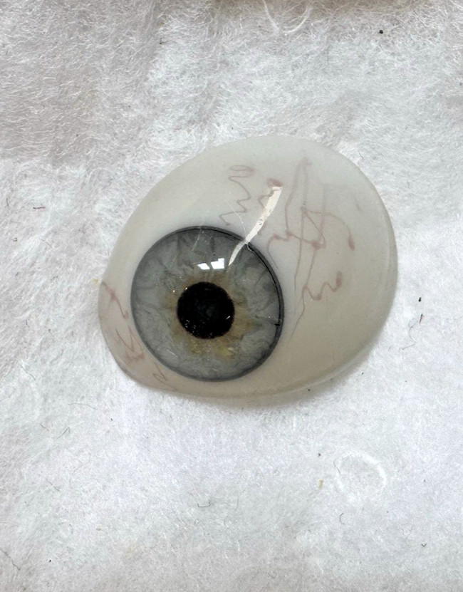 Vintage Prosthetic Glass Eye, Blue Gray