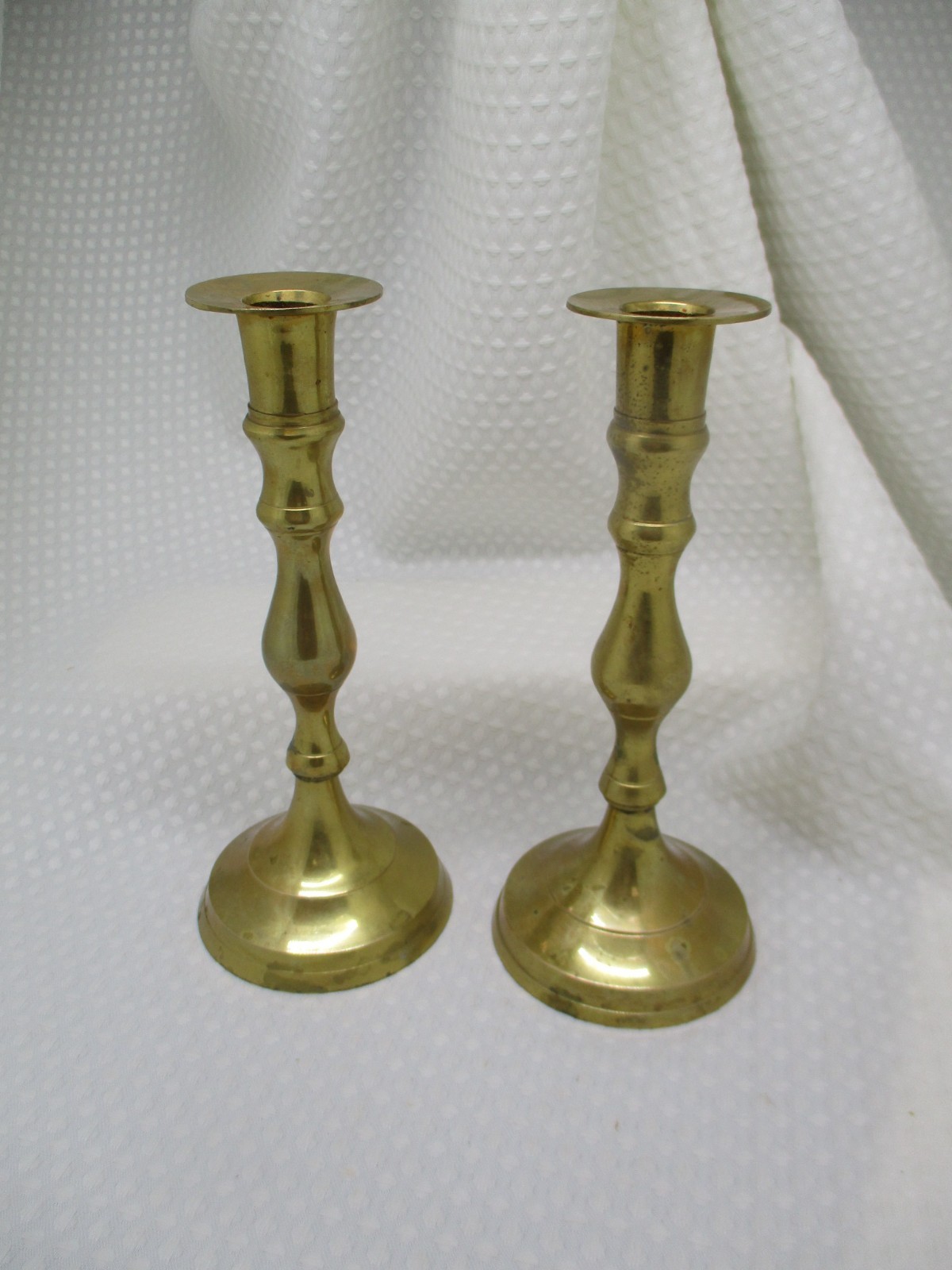 Pair of Vintage Solid Brass Candlesticks Holders - 8\