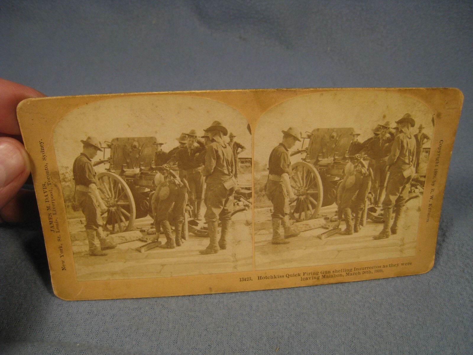 Antique 1899 Hotchkiss Quick Firing Gun Shelling Insurrections Stereoscope Card Antique 1899 Hotchkiss Quick Firing Gun Shelling Insurrections Stereoscope Card