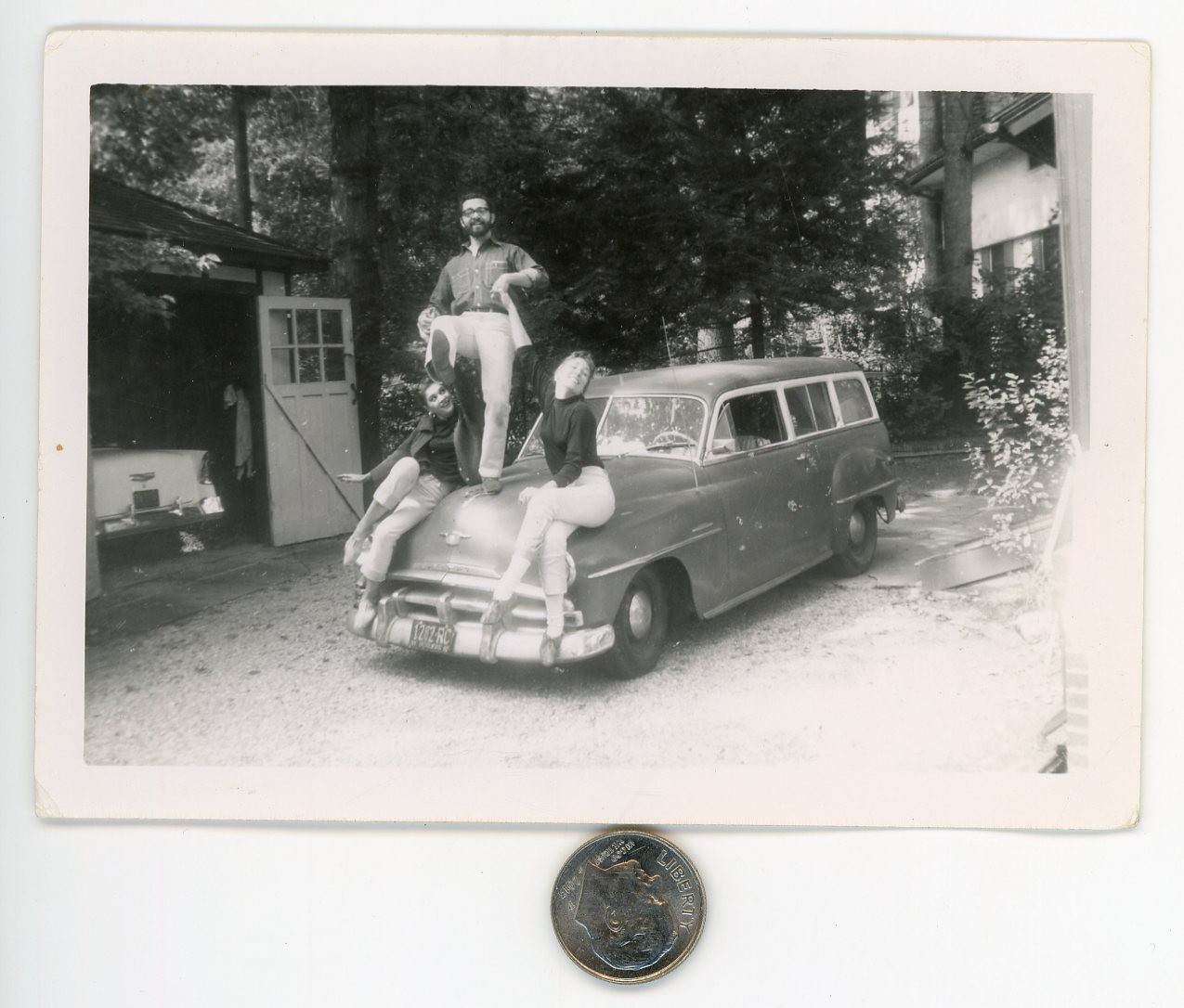 Old 1960s CAR photo  / LUCKY GUY & Magic STATION WAGON That Attracts Pretty Gals