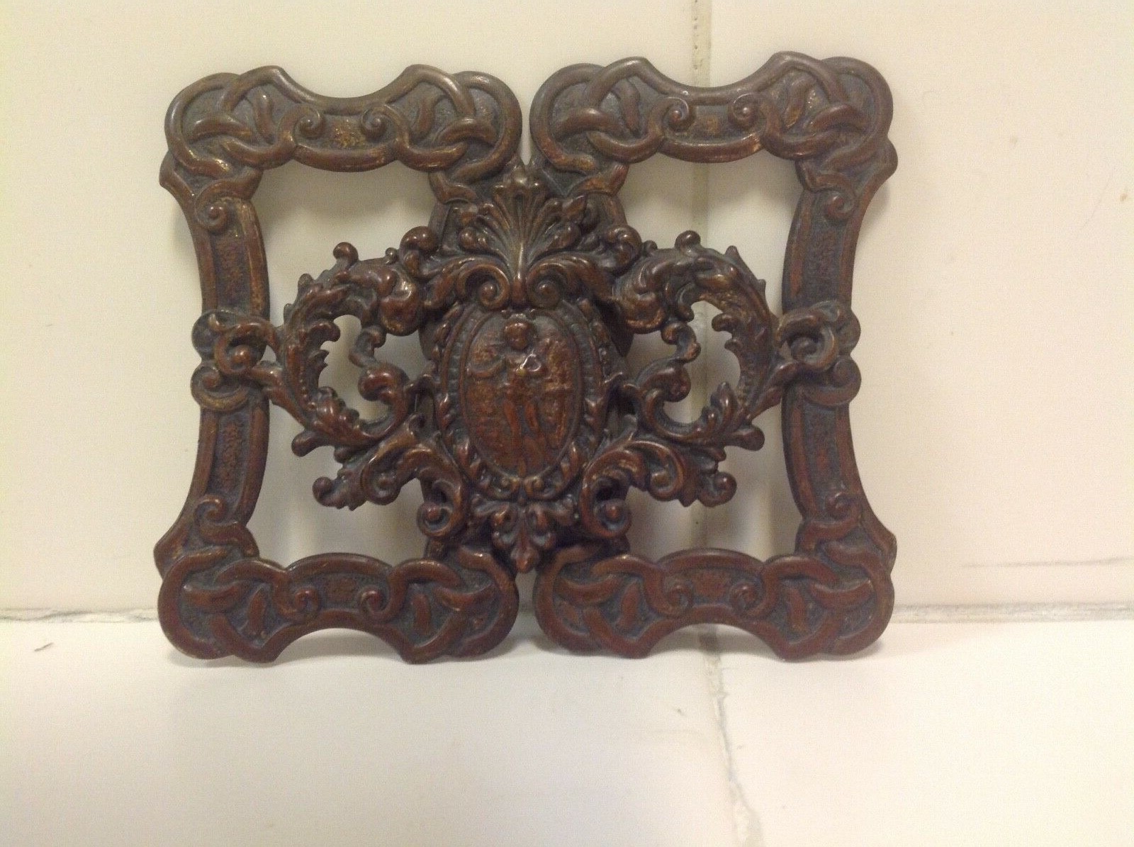 Vintage Bronze Copper Embossed Cherub Tin Plate Vintage Bronze Copper Embossed Cherub Tin Plate