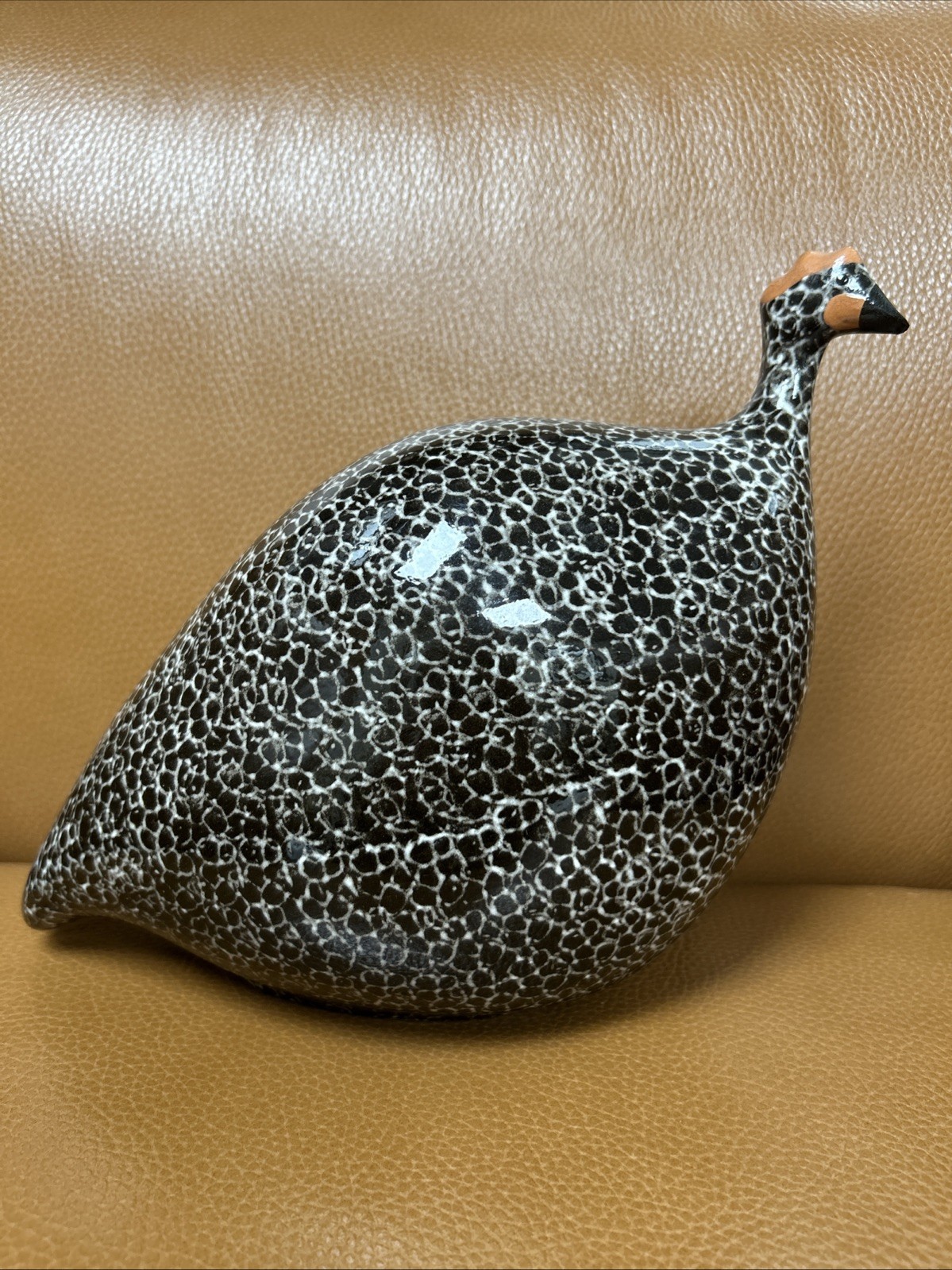 La Pintade Black Speckled White French Guinea Hen Heidi Caillard 8” H