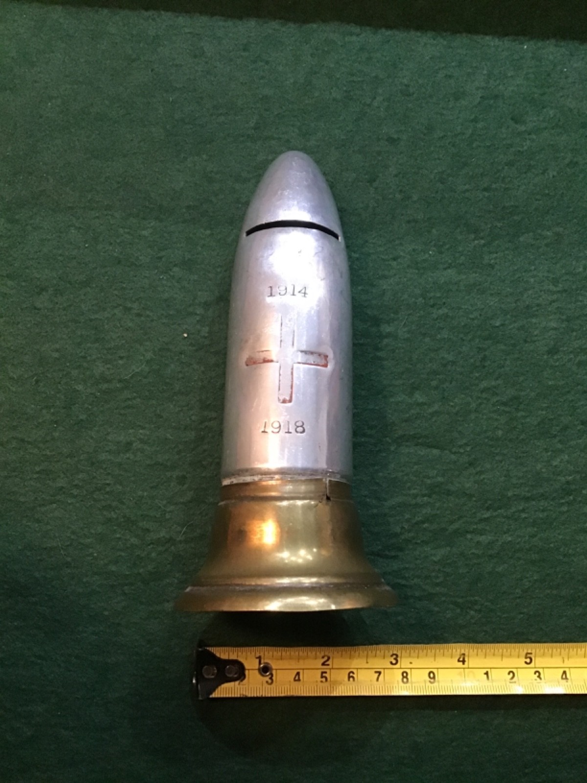 Vintage WW1 Complete Aluminium and Brass Red Cross Collecting Tin 1914-1918 Vintage WW1 Complete Aluminium and Brass Red Cross Collecting Tin 1914-1918